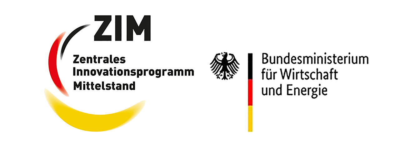 Logo ZIM Zentrales Innovationsprogramm Mittelstand und Logo BMWI Bundesministerium für Wirtschaft und Energie