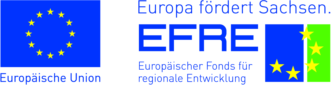 Logo Europäischer Fonds für regionale Entwicklung EFRE in Kombination mit EU-Logo/bei Verlinkung führt Link zur Website des Förderers